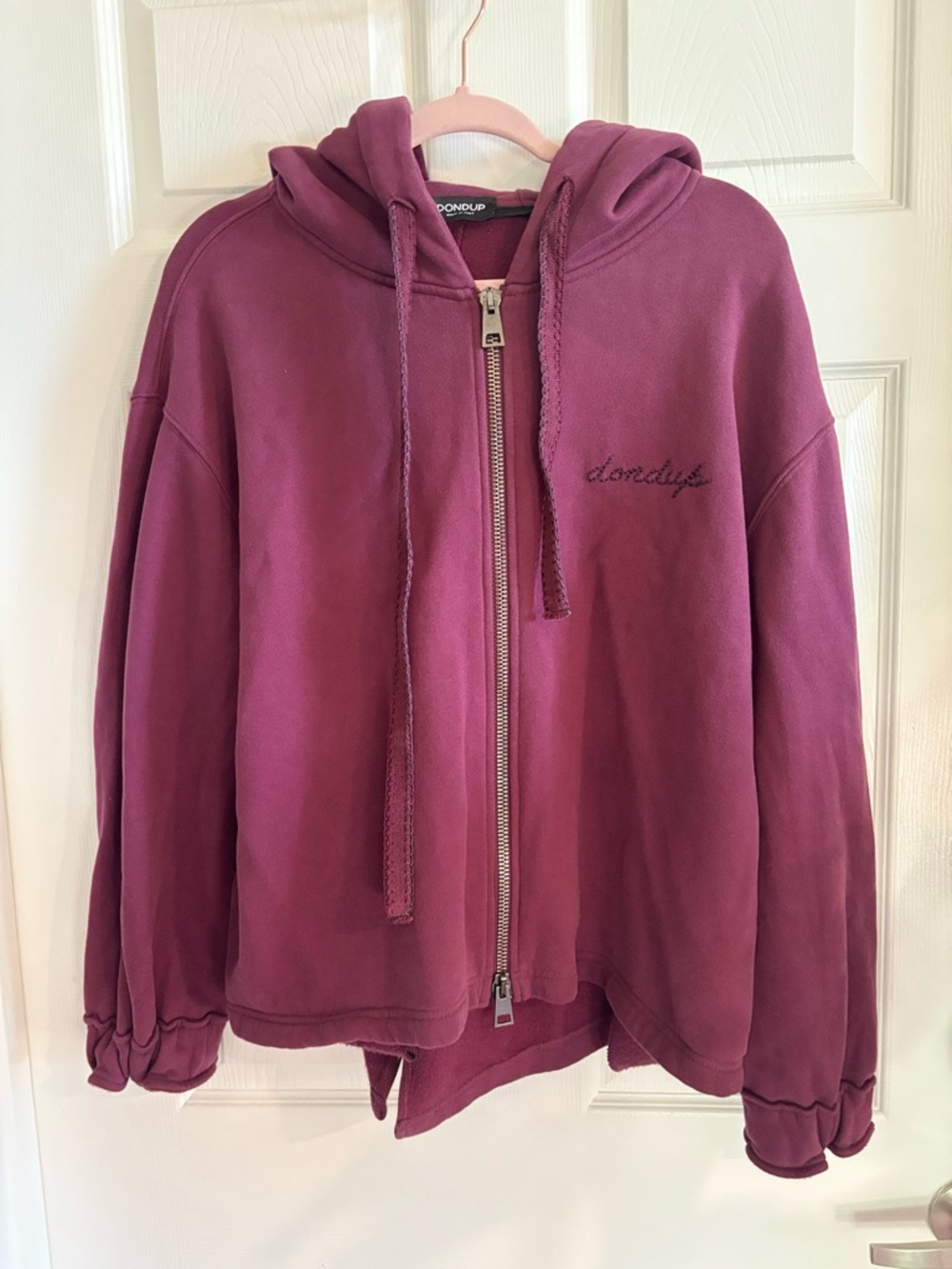 DONDUP BURGUNDY ZIP UP HOODIE Size Medium